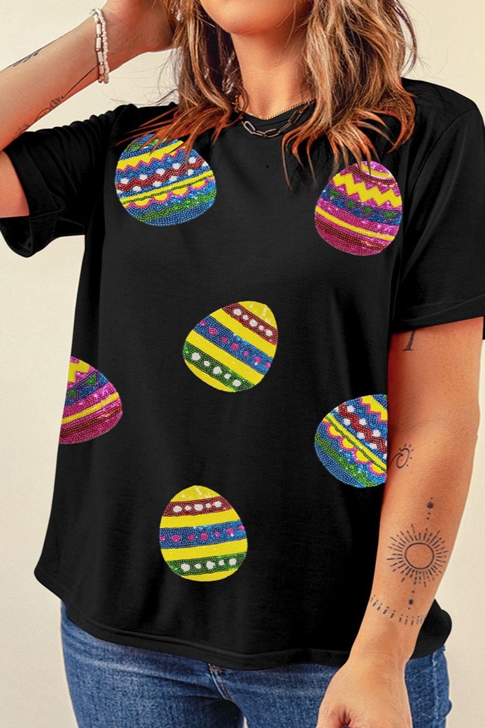 Plus Size Easter Round Neck Short Sleeve T-Shirt-Jewearrings