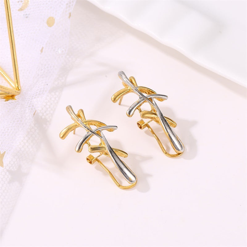 European And American Ladies Fashion Cross Stud Earrings-Jewearrings