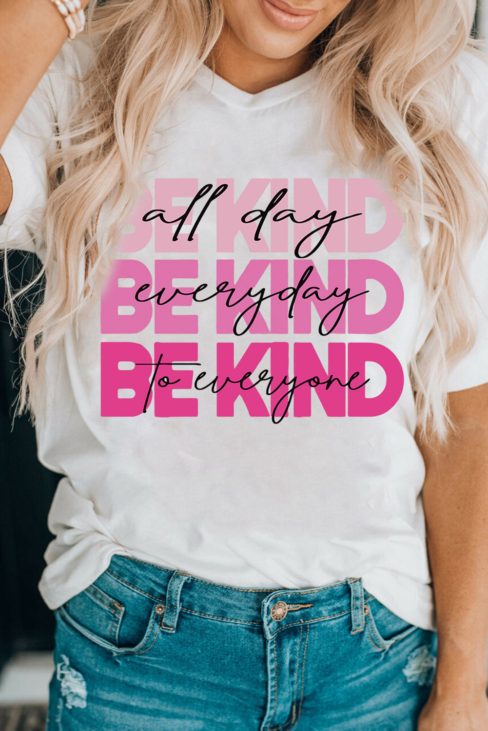 Slogan Graphic Round Neck Short Sleeve Tee-Jewearrings