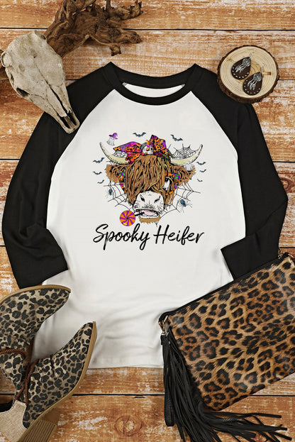 Round Neck Raglan Sleeve Halloween Theme T-Shirt-Jewearrings