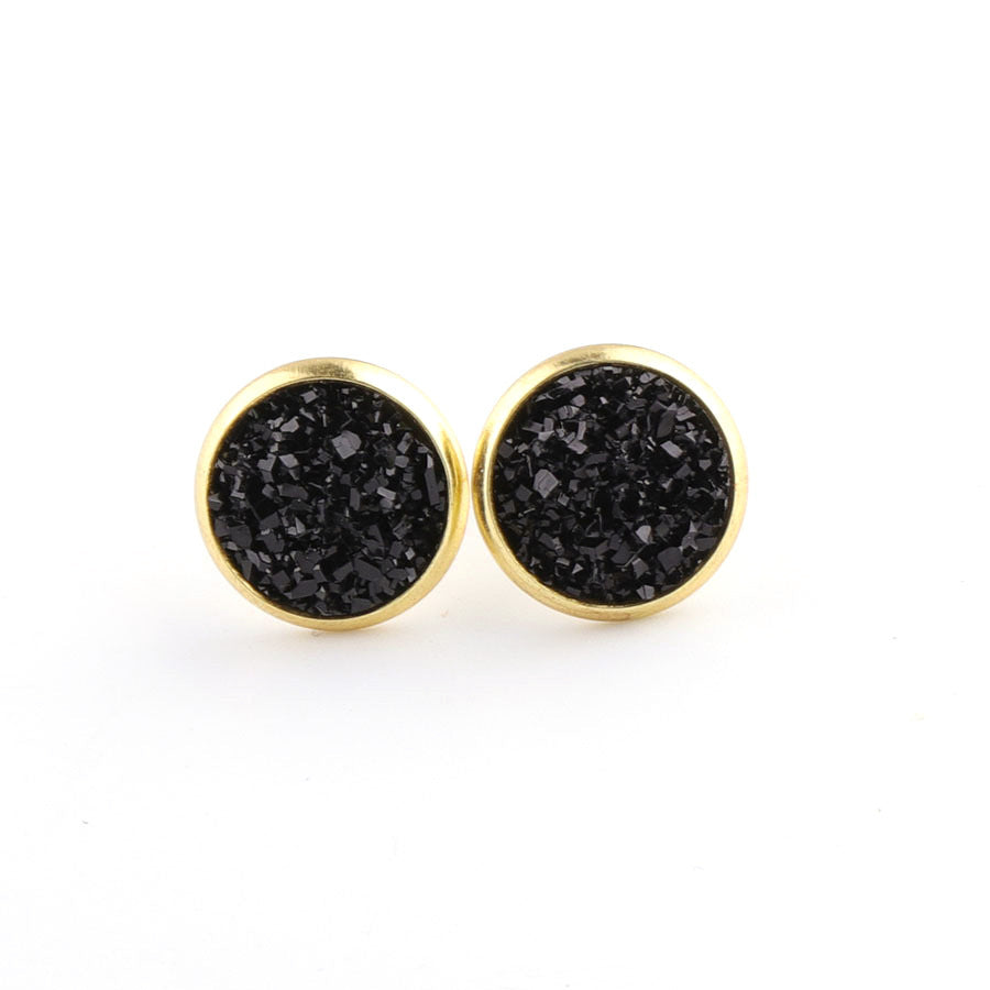 Starry Stainless Steel Water Plated Gold Stud Earrings-Jewearrings