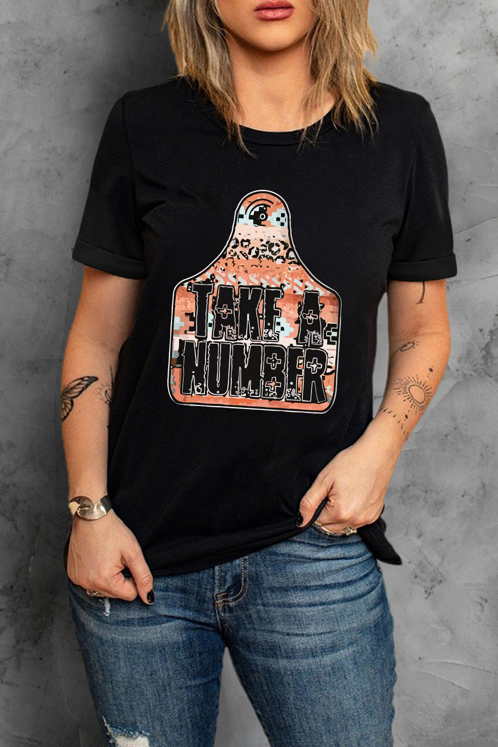 TAKE A NUMBER Graphic Tee-Jewearrings