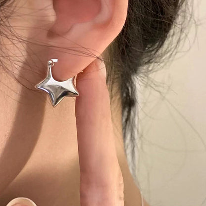 Sterling Silver Five Pointed Star Earrings-Jewearrings