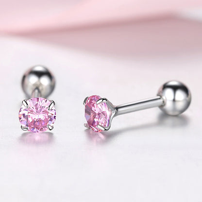 European And American Simple S925 Sterling Silver Crystal Stud Earrings-Jewearrings