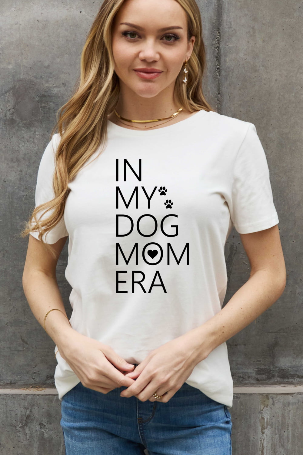 Simply Love Full Size IN MY DOG MOM ERA Graphic Cotton Tee-Jewearrings