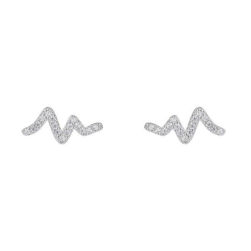 S925 Silver Heartbeat Simple And Small Earrings Female Summer-Jewearrings