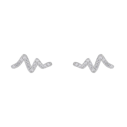 S925 Silver Heartbeat Simple And Small Earrings Female Summer-Jewearrings