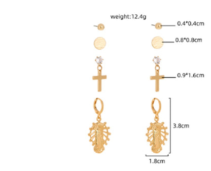 Metal Vintage Cross Character Earrings Earrings-Jewearrings