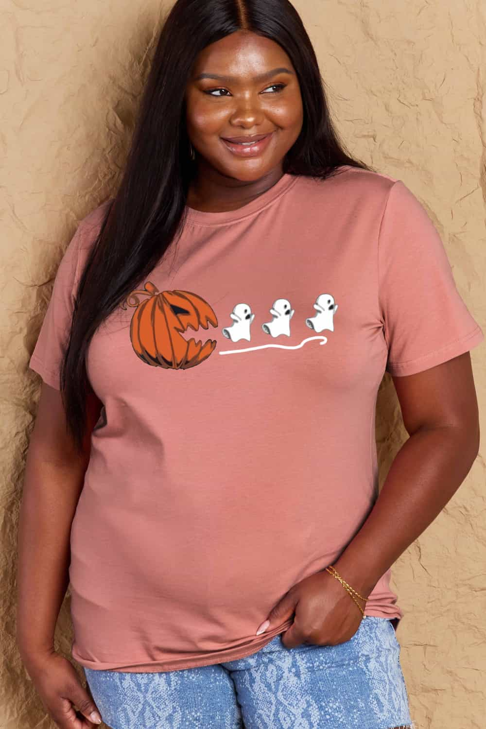 Simply Love Full Size Jack-O'-Lantern Graphic Cotton T-Shirt-Jewearrings