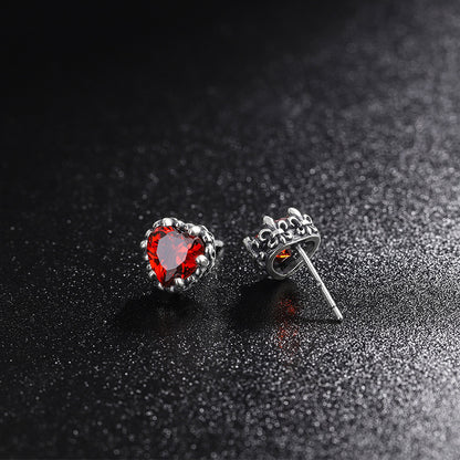 S925 Sterling Silver Keke Iris New Year Red Zircon Earrings-Jewearrings