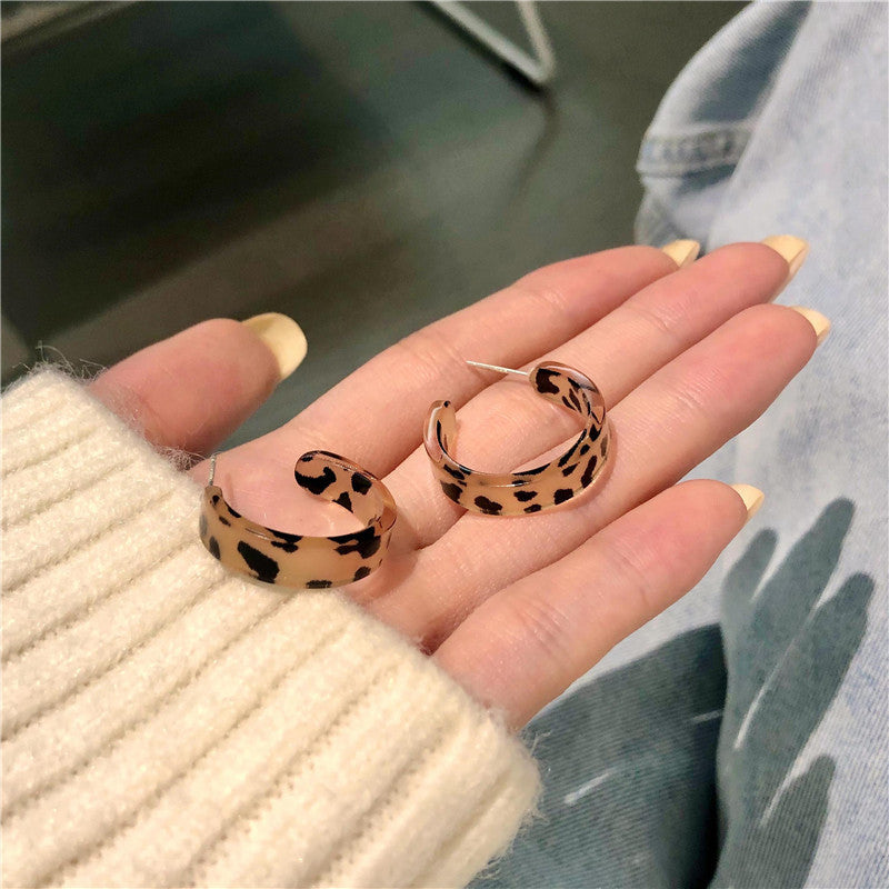 Sterling Silver Needle Leopard Print Stud Earrings New Trendy Autumn And Winter-Jewearrings