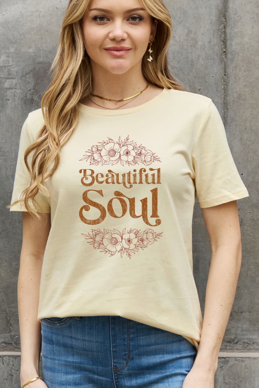 Simply Love Full Size BEAUTIFUL SOUL Graphic Cotton Tee-Jewearrings