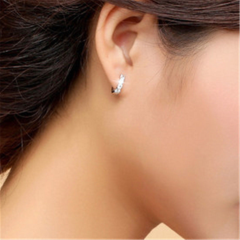 Korean Fashion Silver Hollow Heart Ear Buckle Earrings Women-Jewearrings