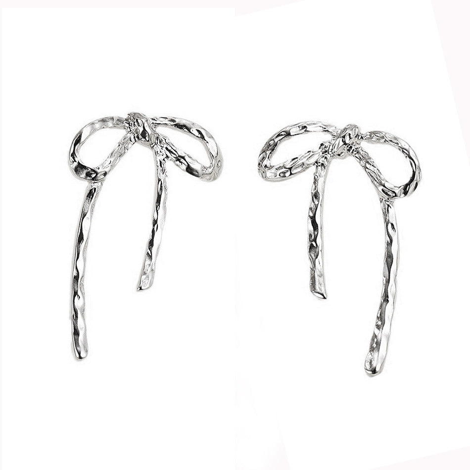 Women's Retro Irregular Metal Bow Earrings-Jewearrings