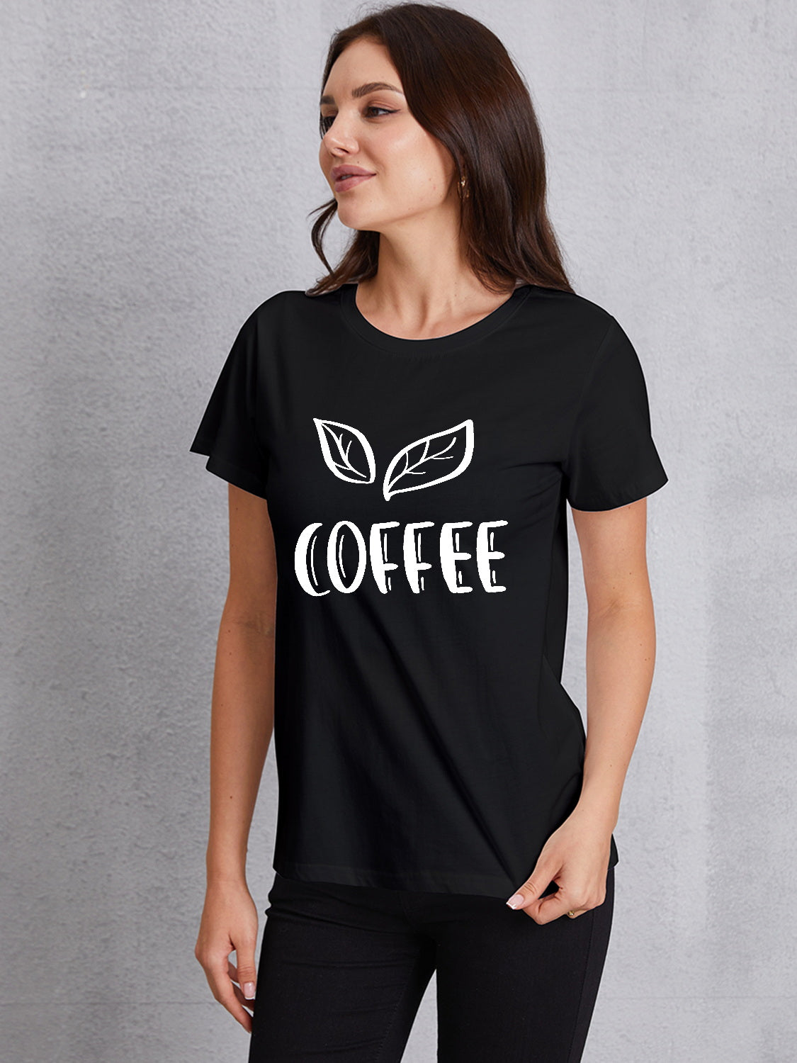 COFFEE Round Neck Short Sleeve T-Shirt-Jewearrings