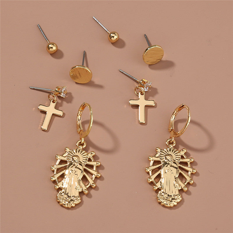 Metal Vintage Cross Character Earrings Earrings-Jewearrings