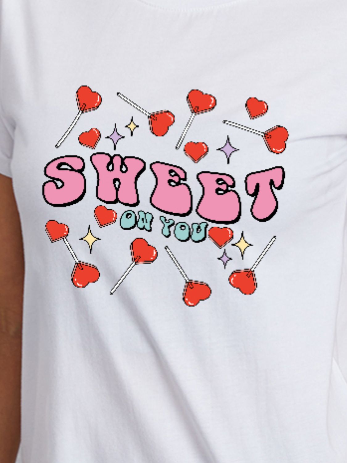 SWEET ON YOU Round Neck Short Sleeve T-Shirt-Jewearrings