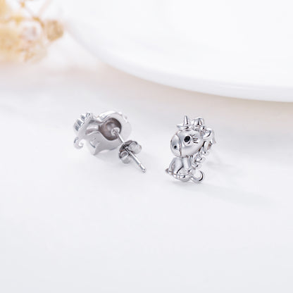 Unicorn Earrings in Sterling Silver Cute Gift for Girls-Jewearrings