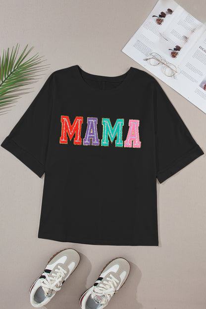 MAMA Round Neck Short Sleeve T-Shirt-Jewearrings