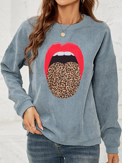 Round Neck Dropped Shoulder MAMA Graphic Sweatshirt-Jewearrings