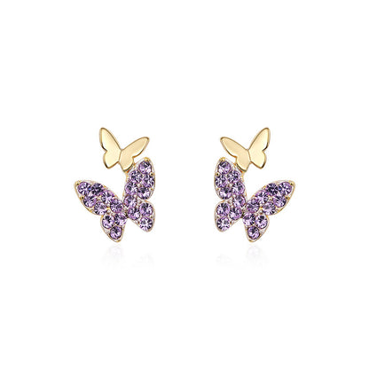 Sterling Silver Butterfly Stud Earrings-Jewearrings