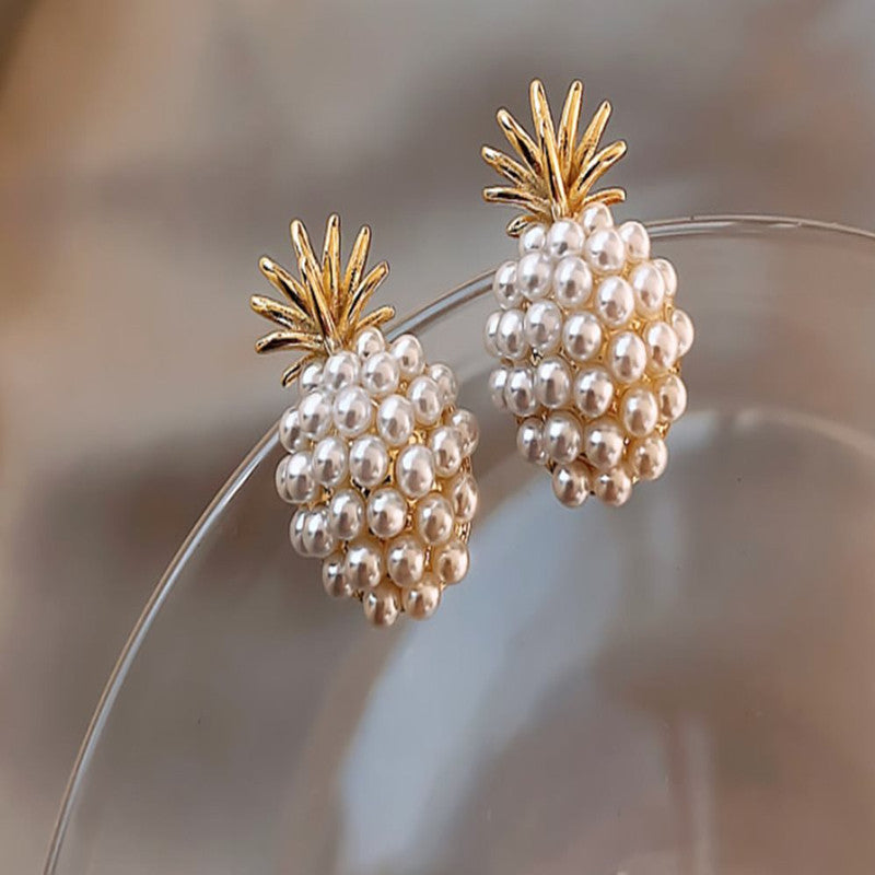 Pineapple Starfish Pearl Earrings-Jewearrings