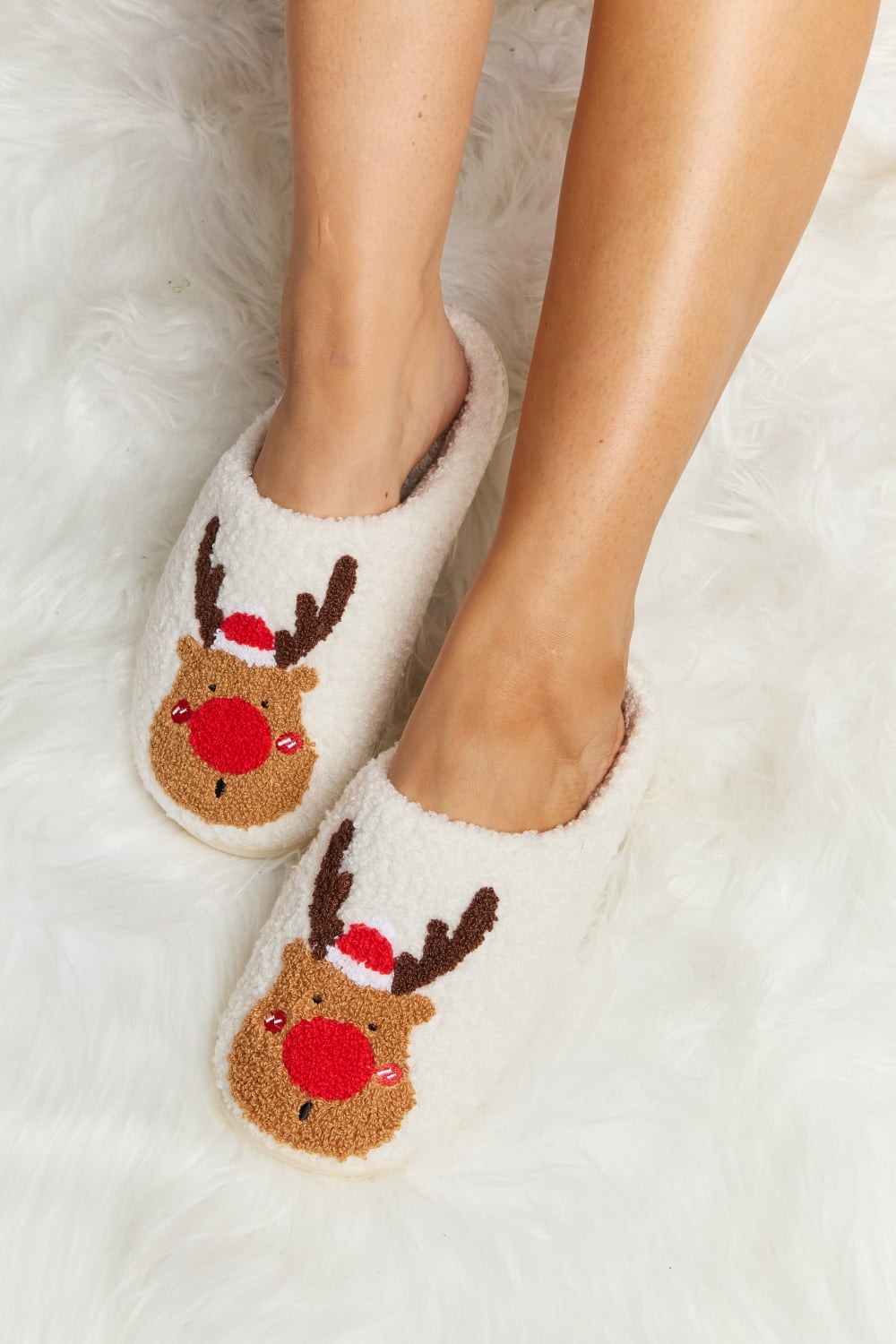 Melody Rudolph Print Plush Slide Slippers-Jewearrings