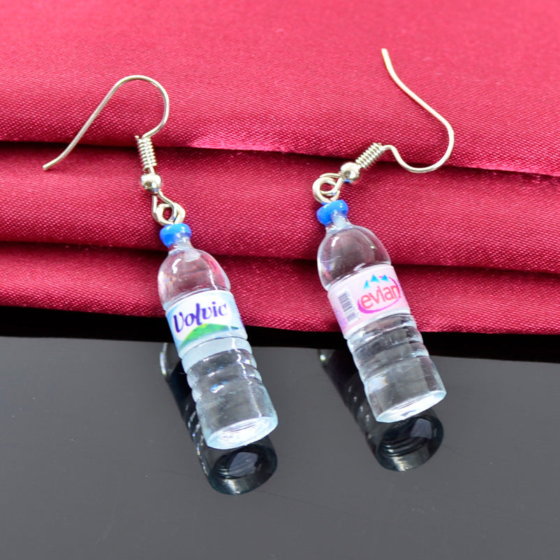 Vivid Little Mineral Water Bottle Pendant Silver Color Dangle Earrings Drop Earrings for Women-Jewearrings