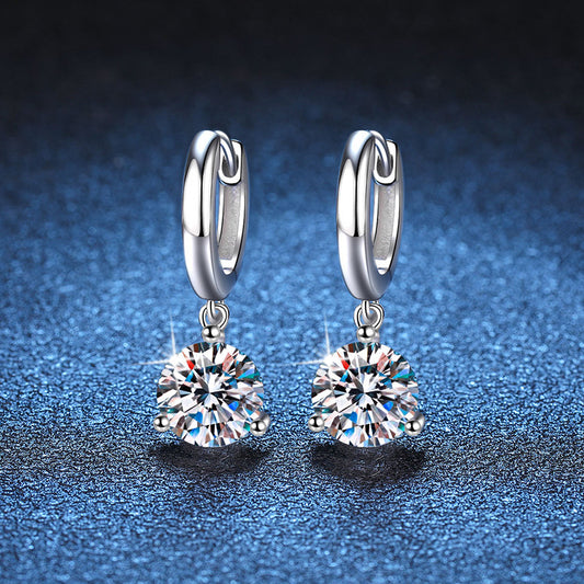 European And American S925 Sterling Silver Earrings Moissanite-Jewearrings