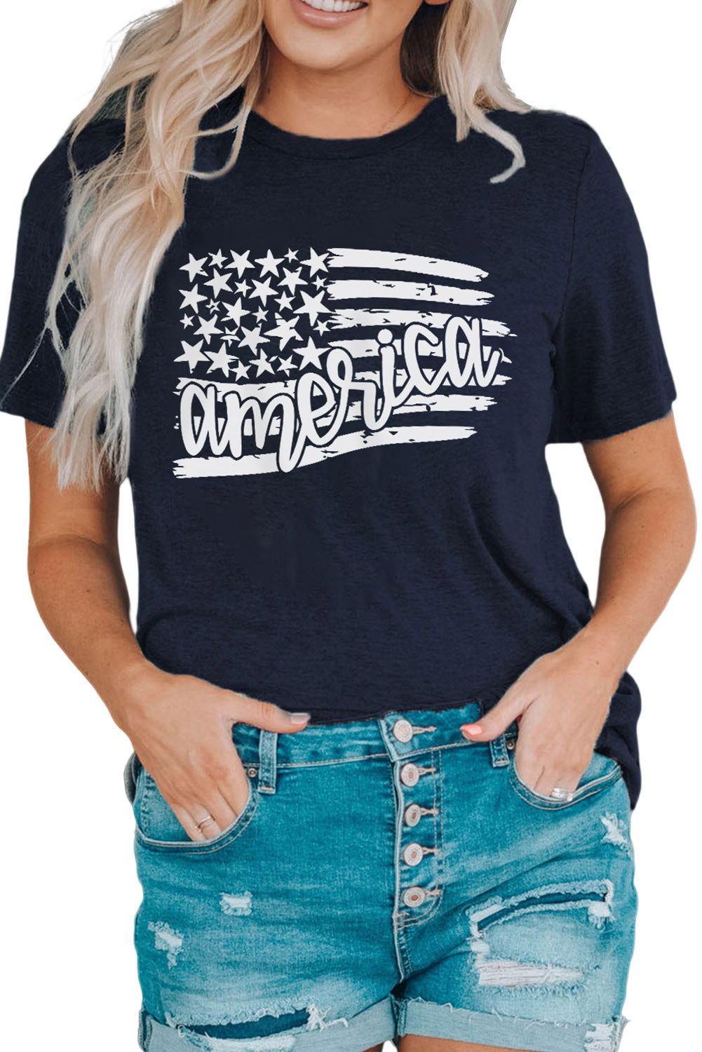 AMERICA US Flag Graphic Tee-Jewearrings