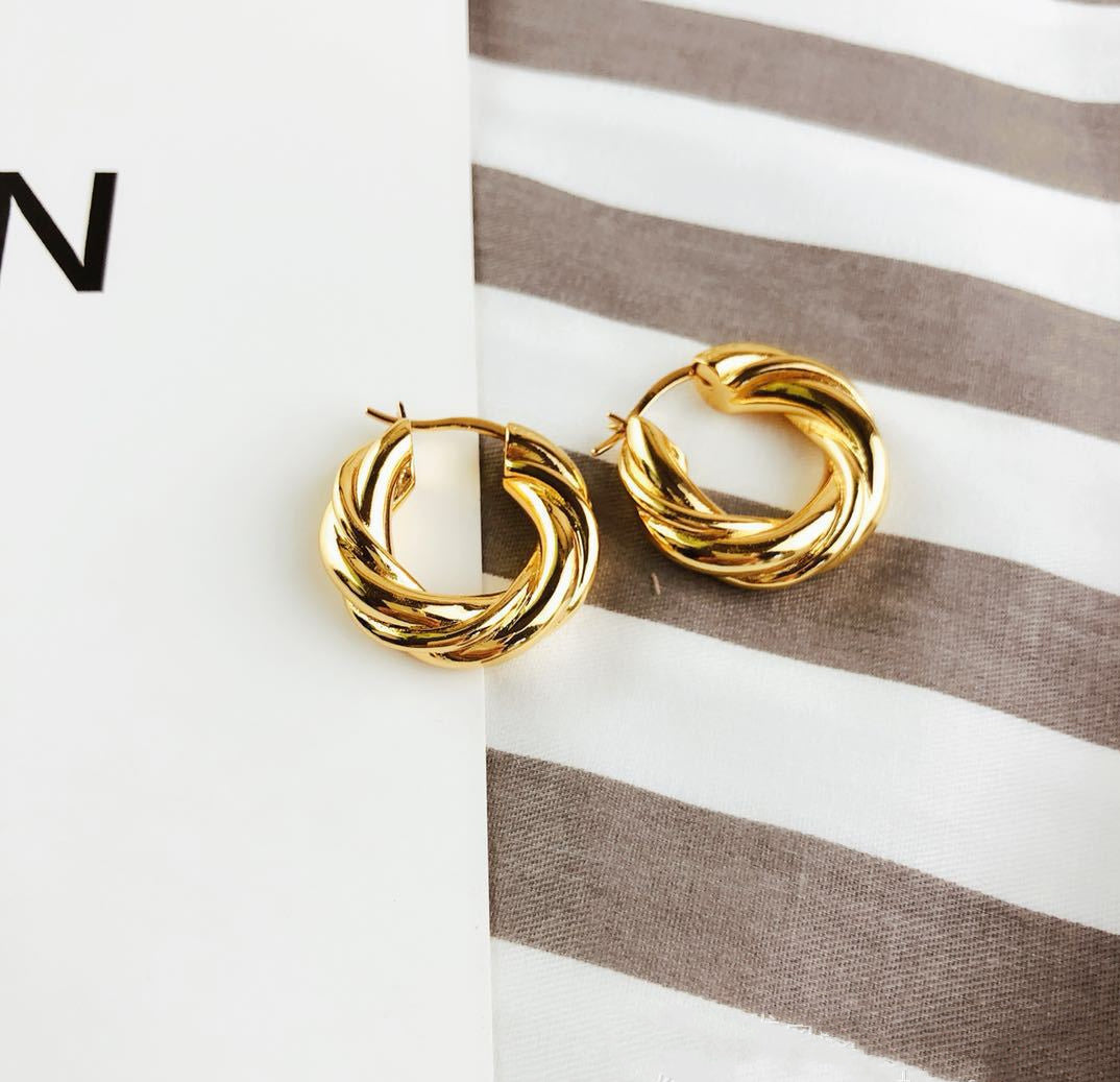 Vintage twist and gold-plated earrings-Jewearrings