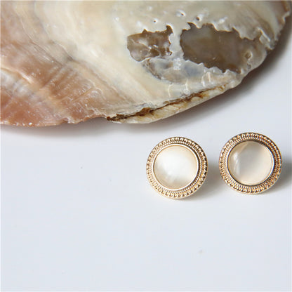 Pearl Cat Eye Stud Earrings-Jewearrings