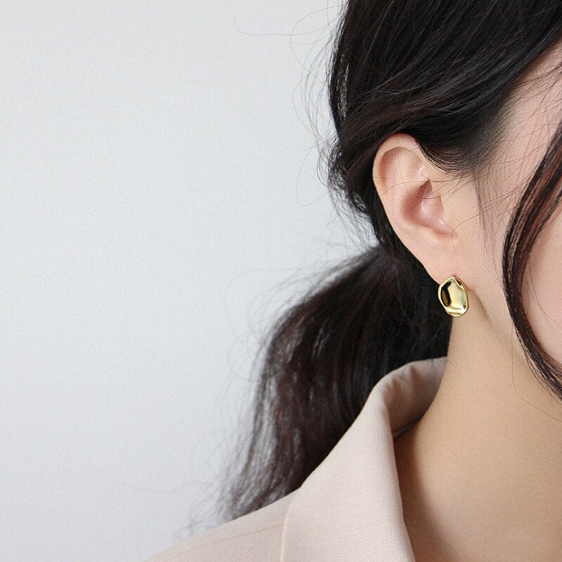 Simple and irregular gold-plated female stud earrings-Jewearrings