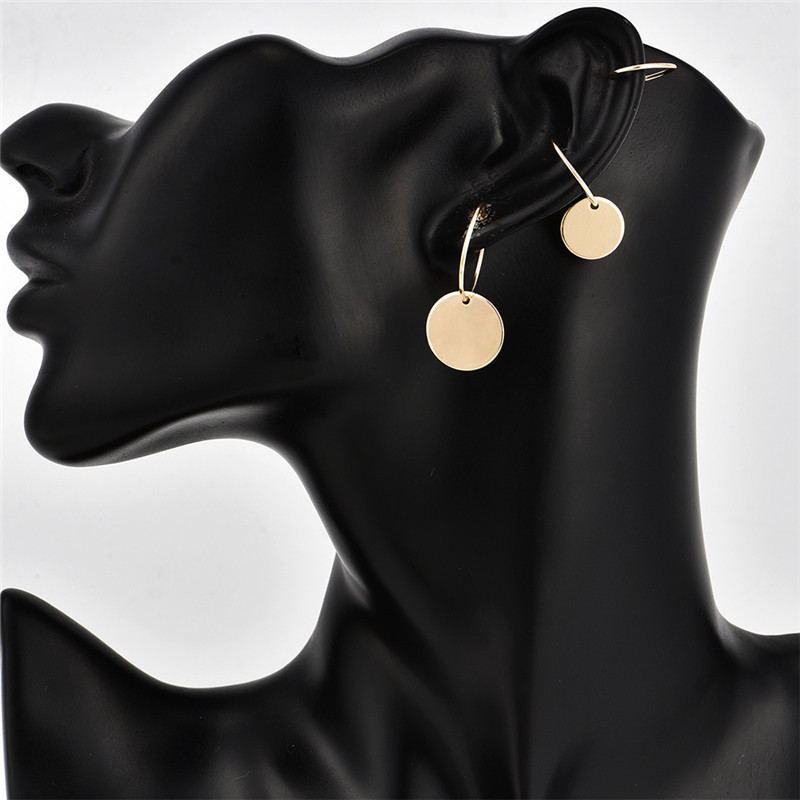 Womens Fashion Gold color Wafer Charm Stud Earrings-Jewearrings