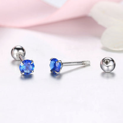 European And American Simple S925 Sterling Silver Crystal Stud Earrings-Jewearrings