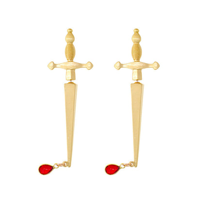 Diablo female cross personalized sword earrings-Jewearrings