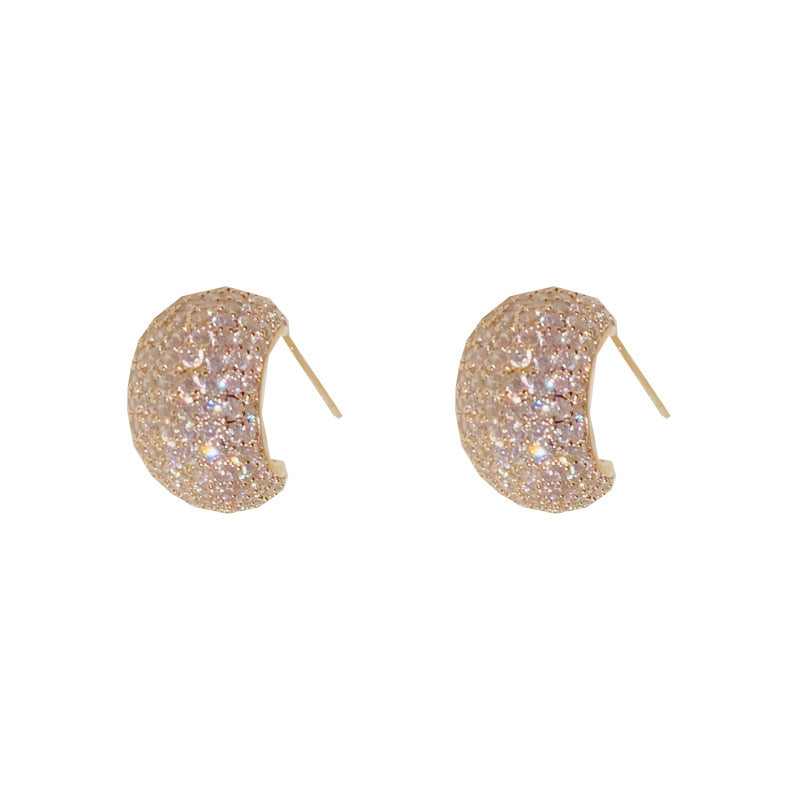 Sterling Silver Needle Korean Exquisite Fashion Shiny Micro Inlaid Zirconium Water Drop Shape Stud Earrings-Jewearrings