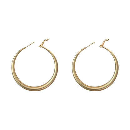 Silver Needle Personality Retro Hong Kong Style Ear Hoop Earrings Female Exaggerated-Jewearrings