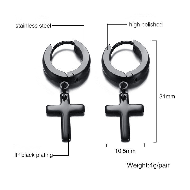 Stainless steel cross earrings-Jewearrings