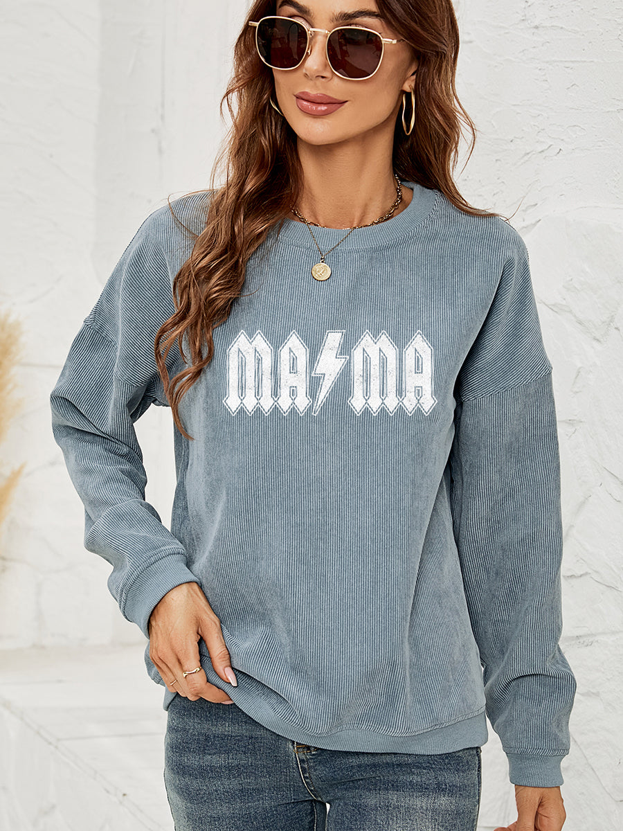 MAMA Graphic Dropped Shoulder Sweatshirt-Jewearrings