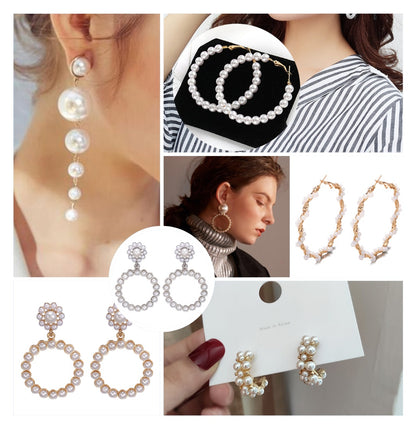 Pearl circle earrings-Jewearrings