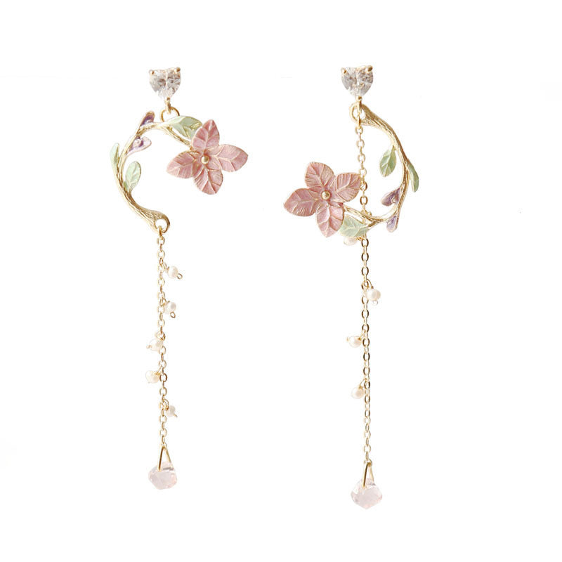 Long asymmetric pearl earrings-Jewearrings