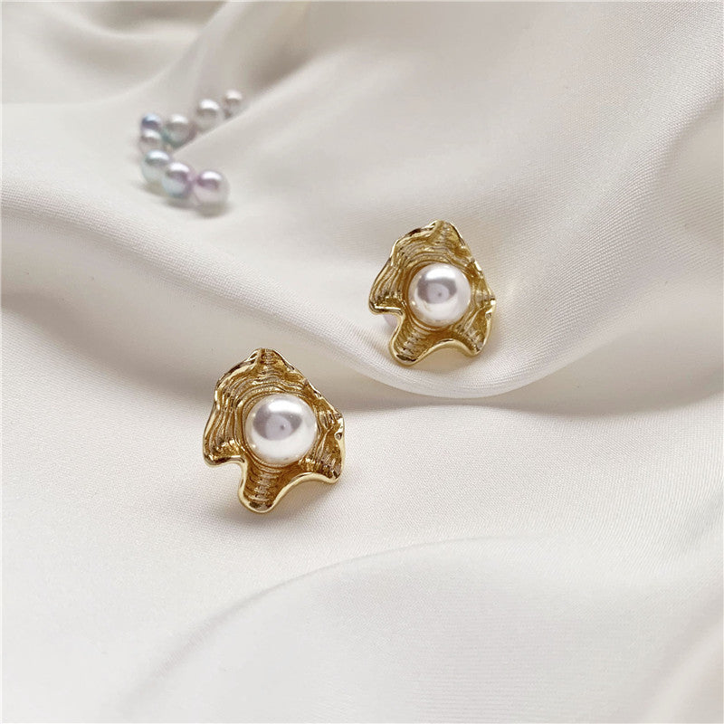 Poached egg pearl earrings-Jewearrings