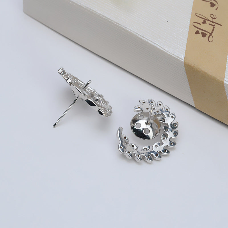 S925 Silver Stud Earrings Leaves For Women-Jewearrings