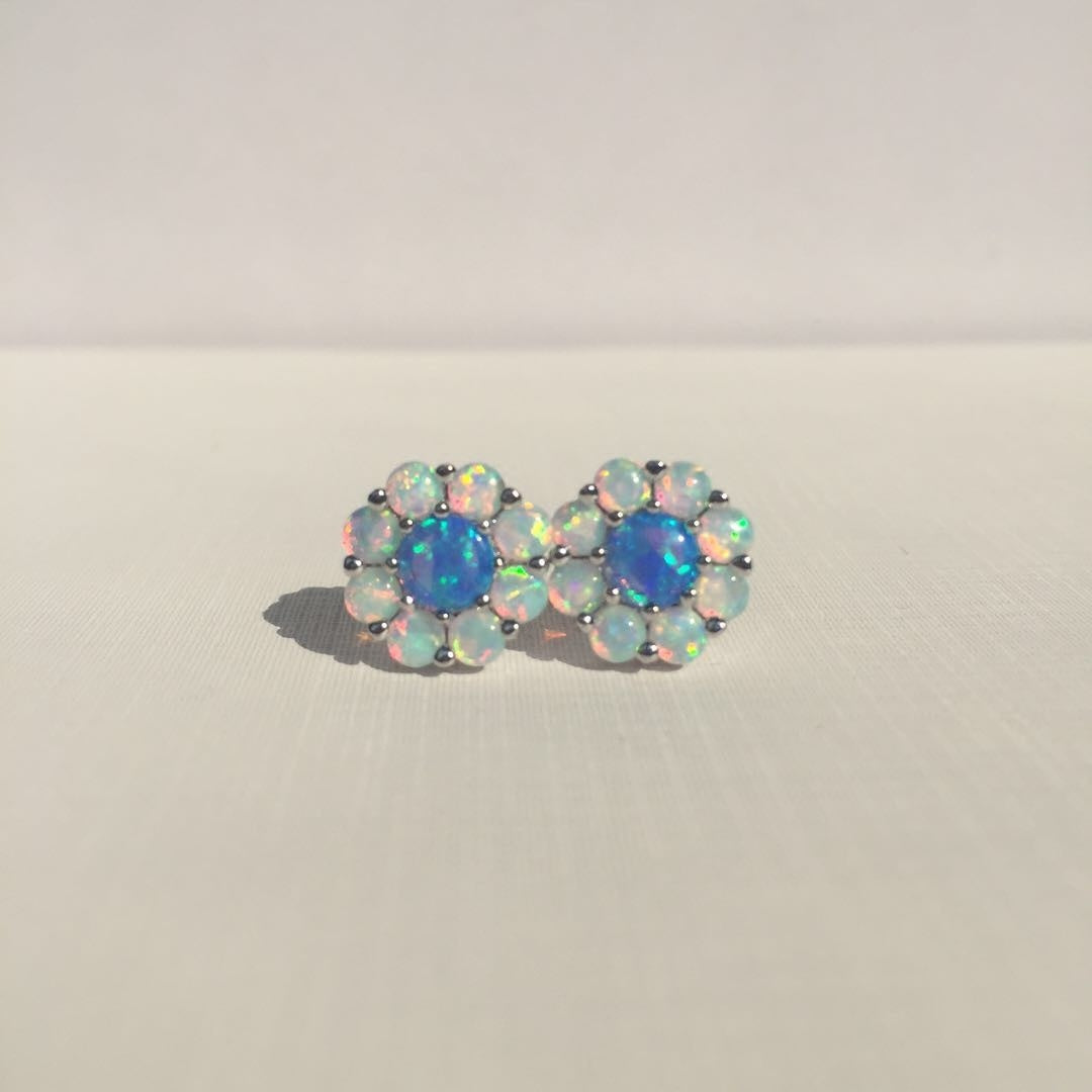 S925 Sterling Silver Opal Flower Earrings Opal Opal Jewelry-Jewearrings