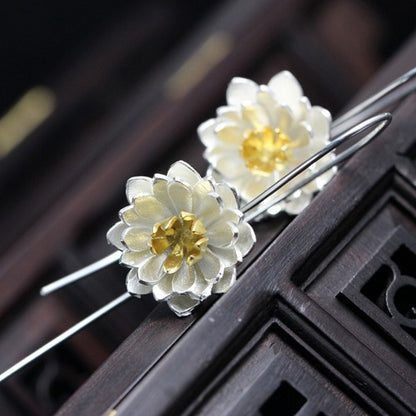 S925 Sterling Silver Earrings Fashion Lotus-Jewearrings