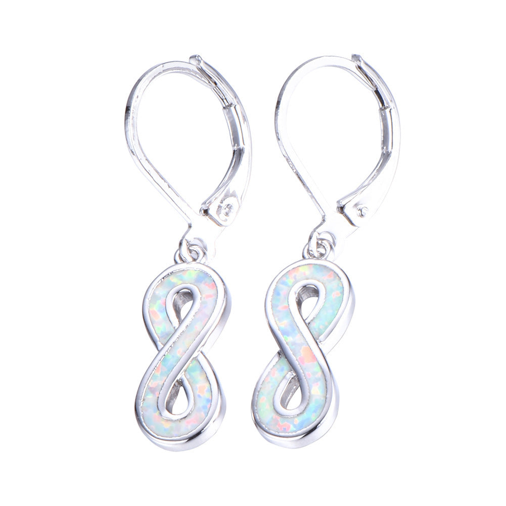 White Opal Figure 8 Earrings-Jewearrings