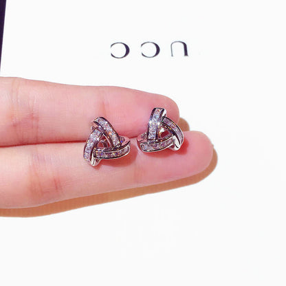 925 silver needle stud earrings simple personality female fashion small-Jewearrings