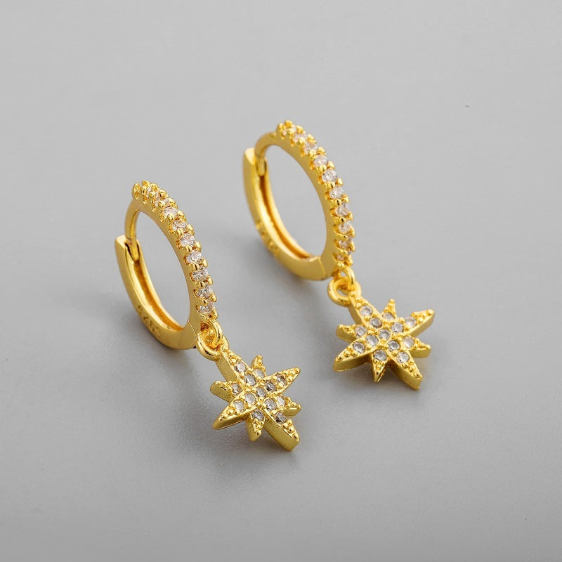 Silver Shiny Star Hoop Earrings For Women Hot Danity Gold Silver Color Party Jewelry-Jewearrings