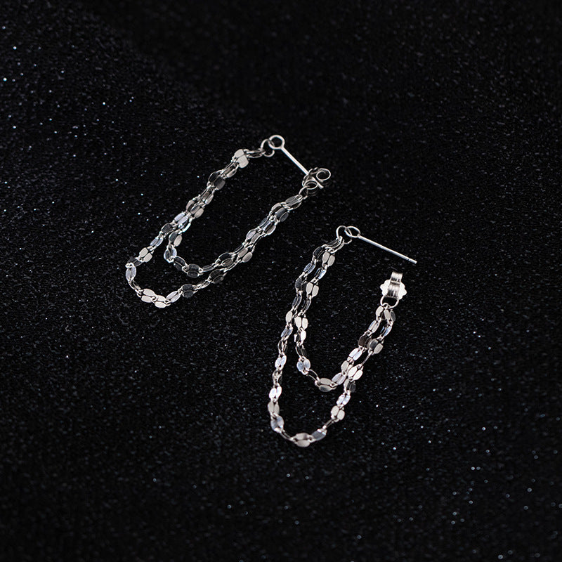 Sterling Silver Earrings Kiss Chain Kiss Chain-Jewearrings